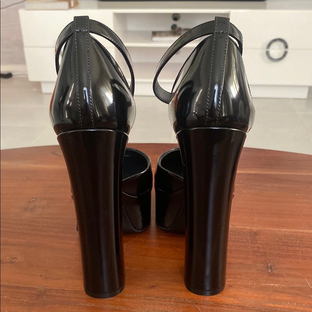 Dolce & Gabbana Glossy Black Platform Shoes View 6